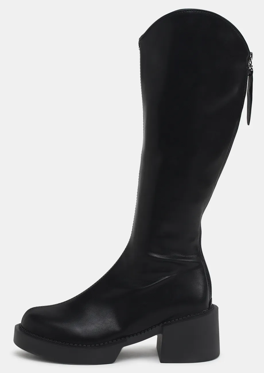 Buy BLOCK HEELED KNEE HIGH BLACK BOOTS for Women Online in India