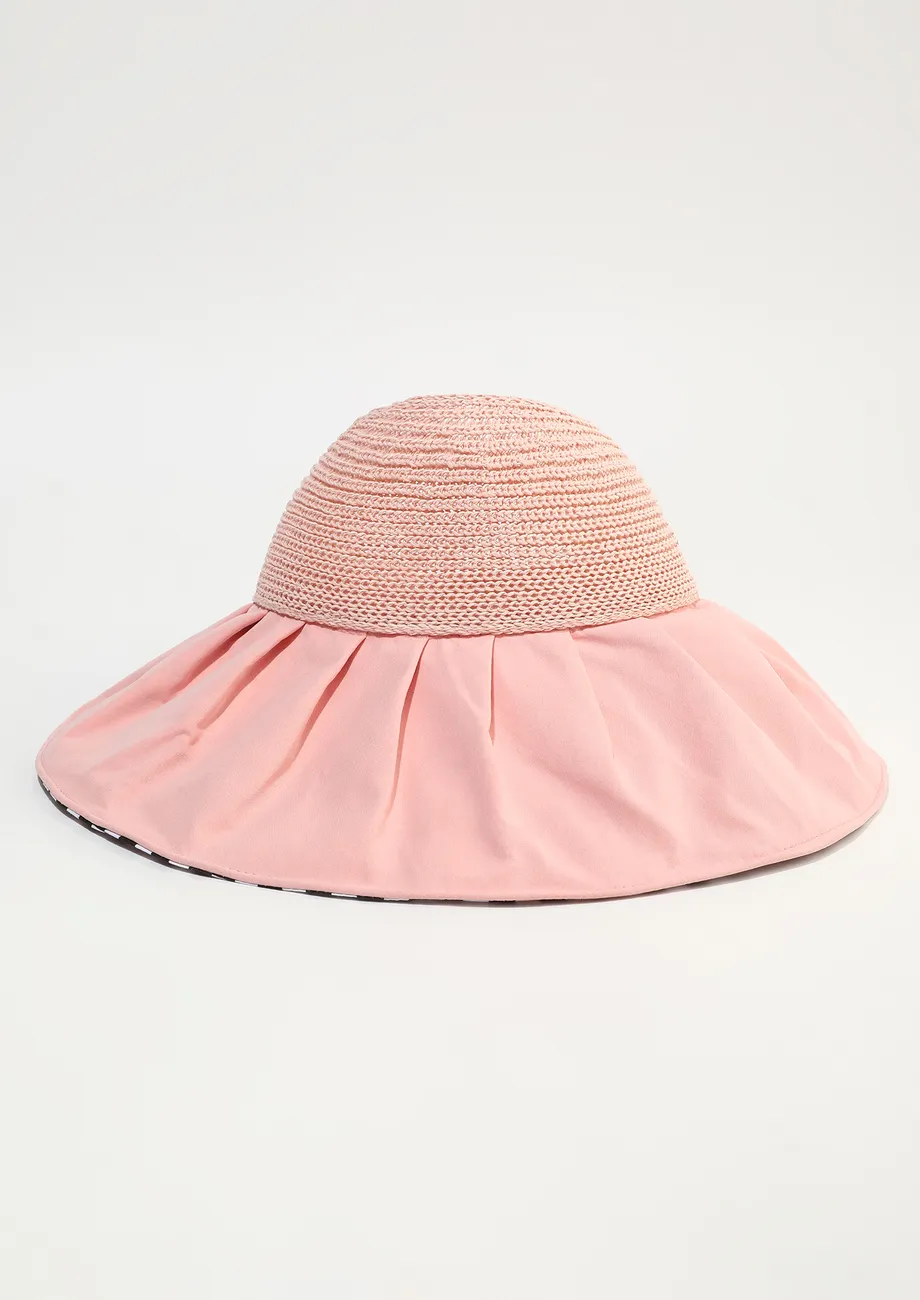 WIDE BRIM PINK SUNVISOR HAT