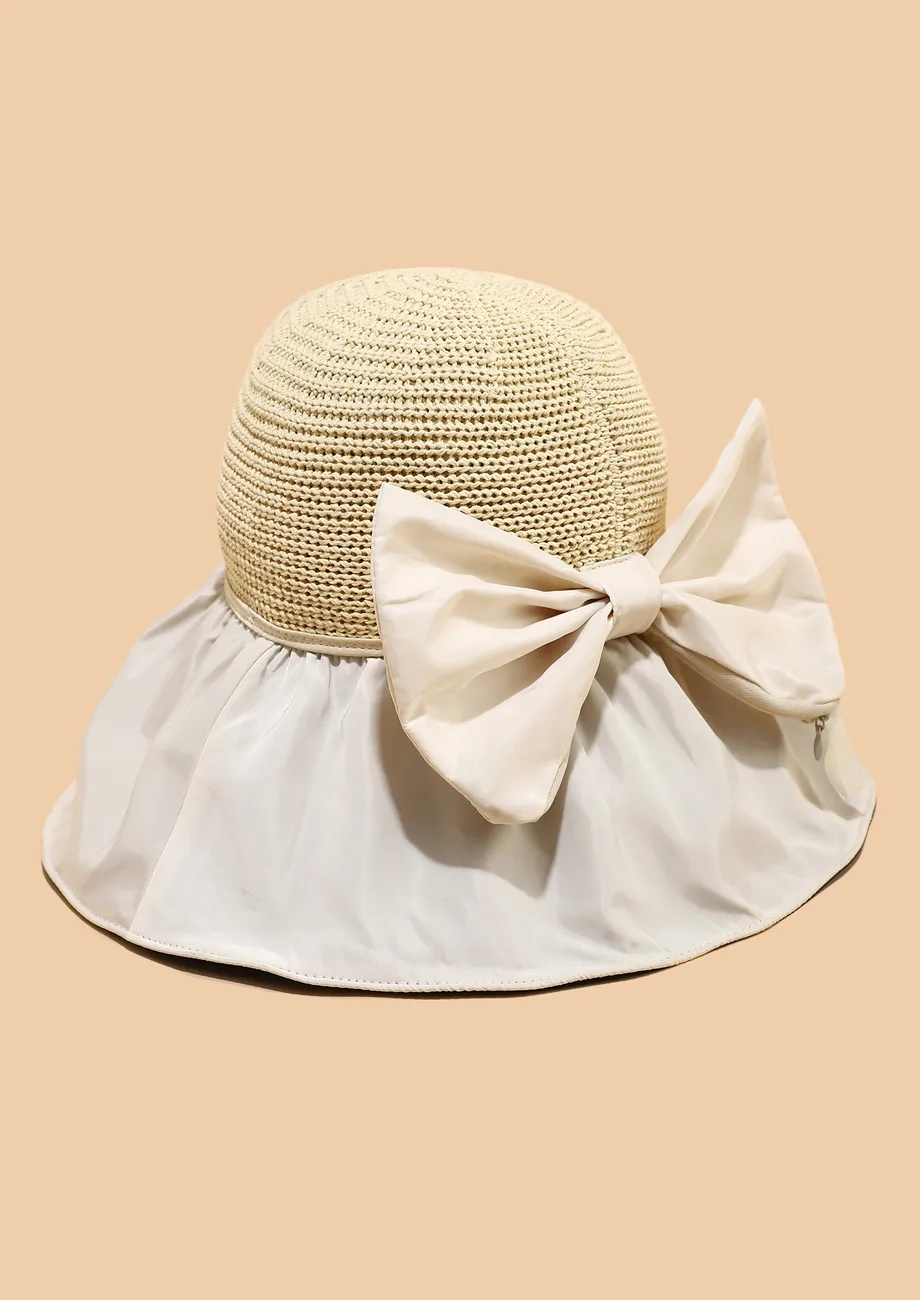 POLYESTER BEIGE SUMMER BUCKET HAT