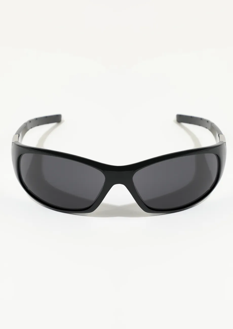 BLACK-GREY RECTANGULAR Y2K SUNGLASSES