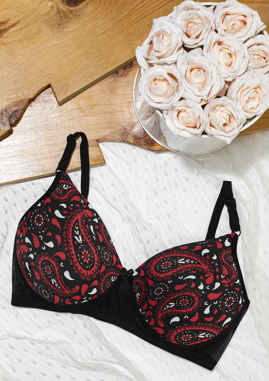 PRINTED FULL FIGURE MARRON BRA