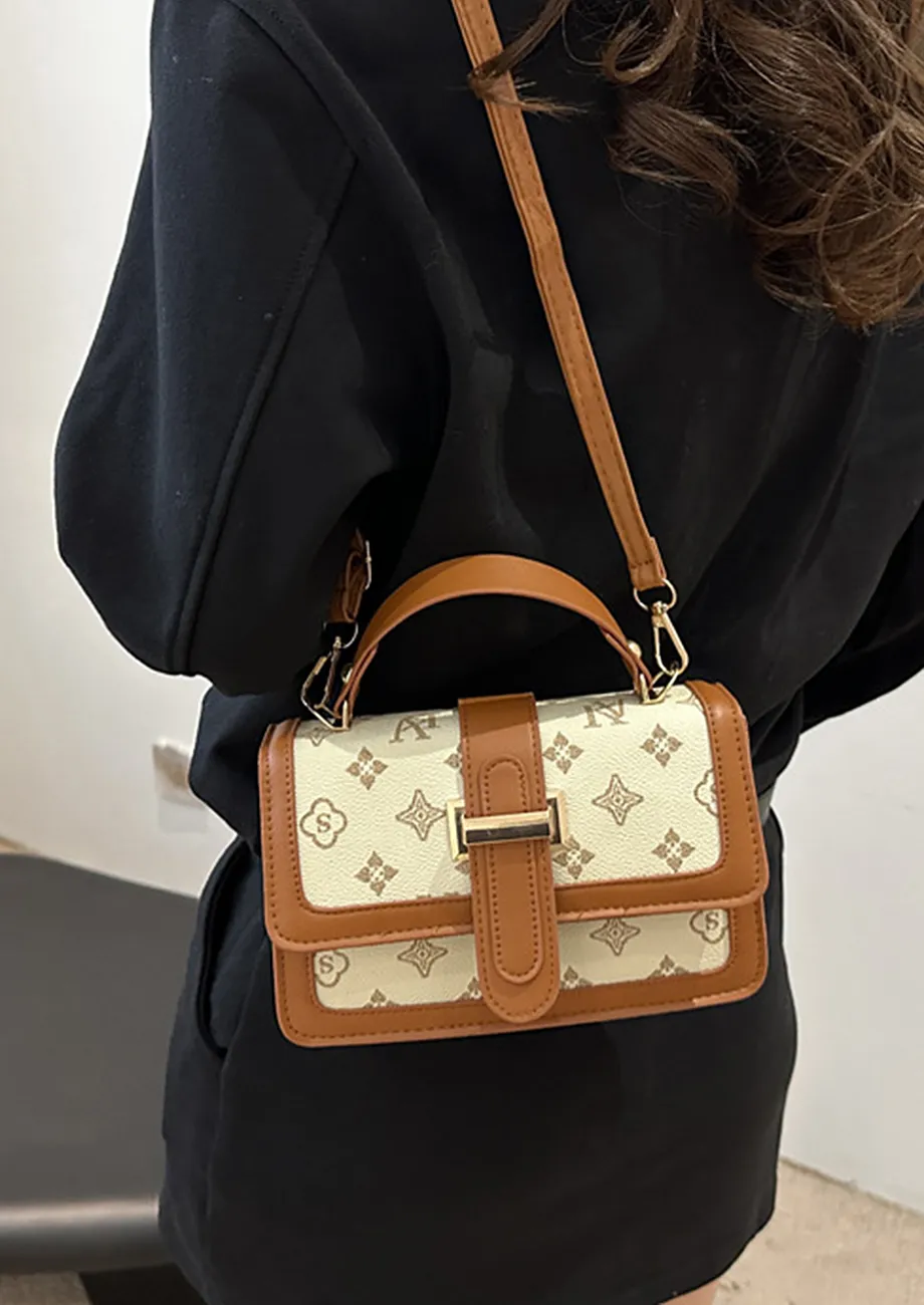 MONOGRAM PATTERN FRONT FLAP CONCEALED LOCK SLING BAG