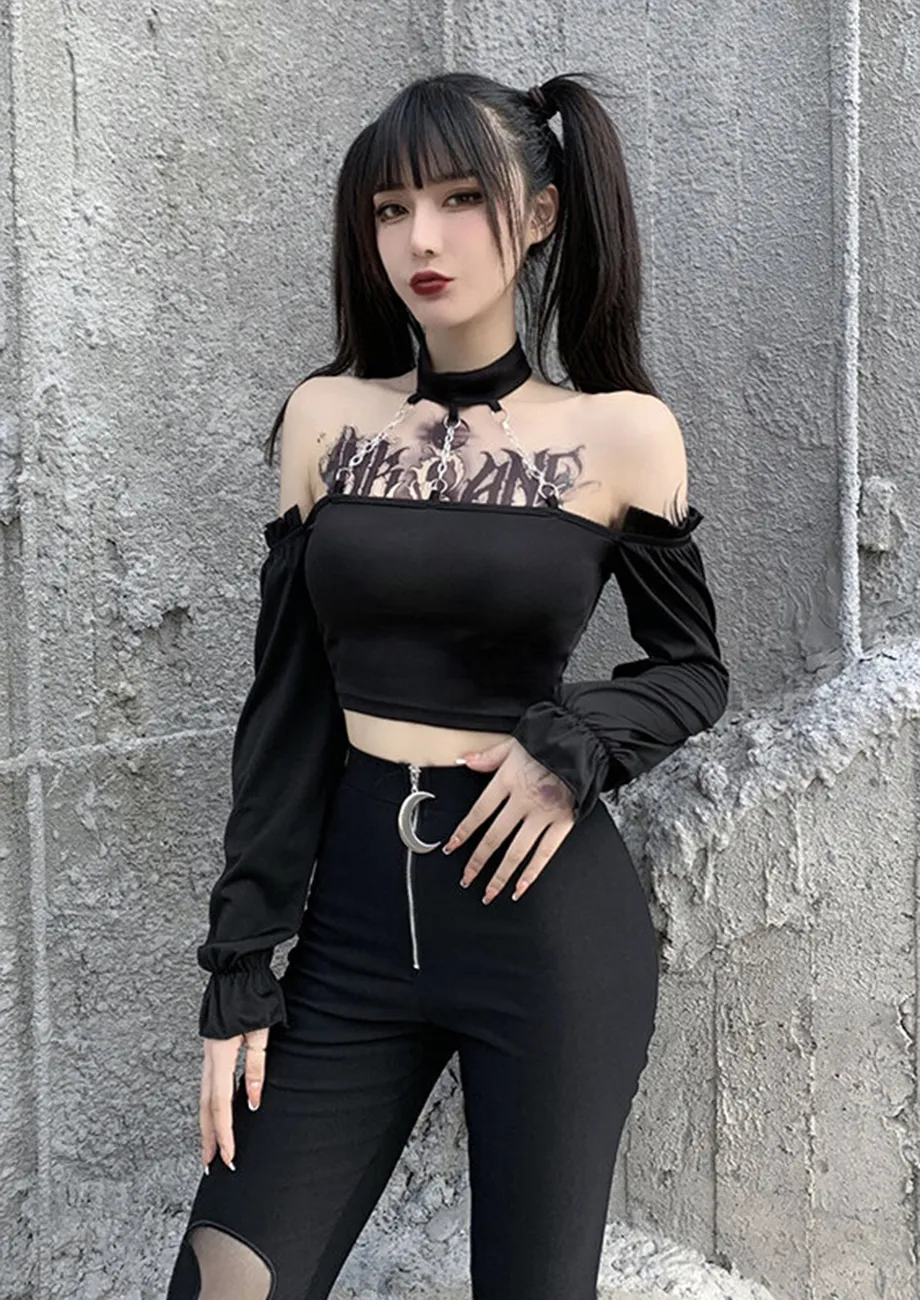 off shoulder top with choker