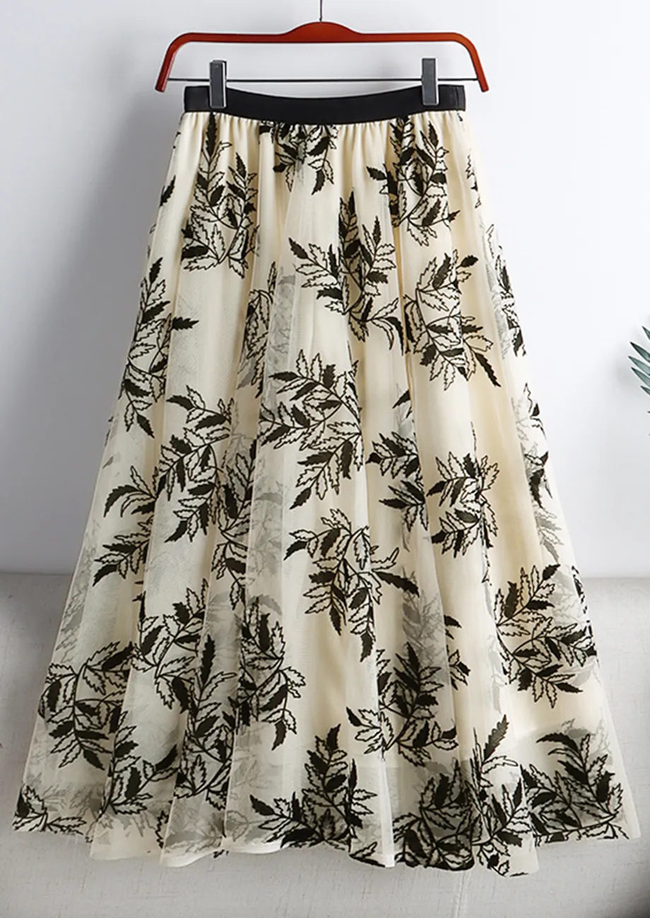 PRINT PLEASURE CREAM SKIRT