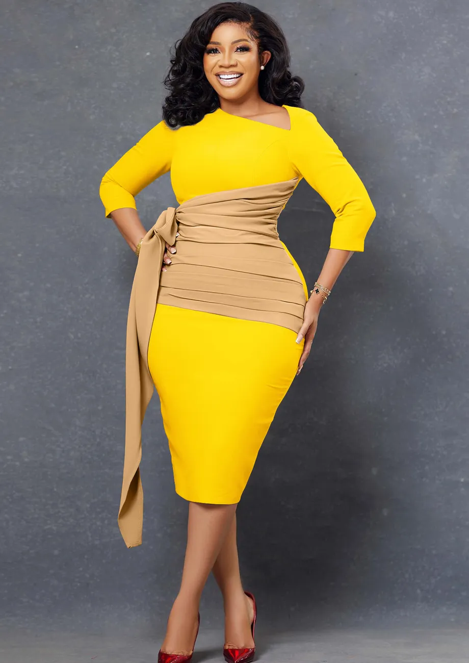 Pencil dress yellow hotsell