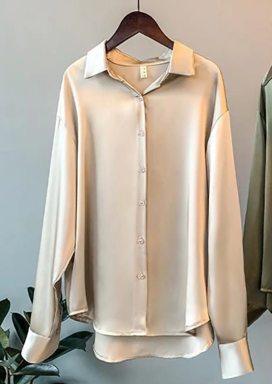 MY EVERY DAY APRICOT SATIN SHIRT