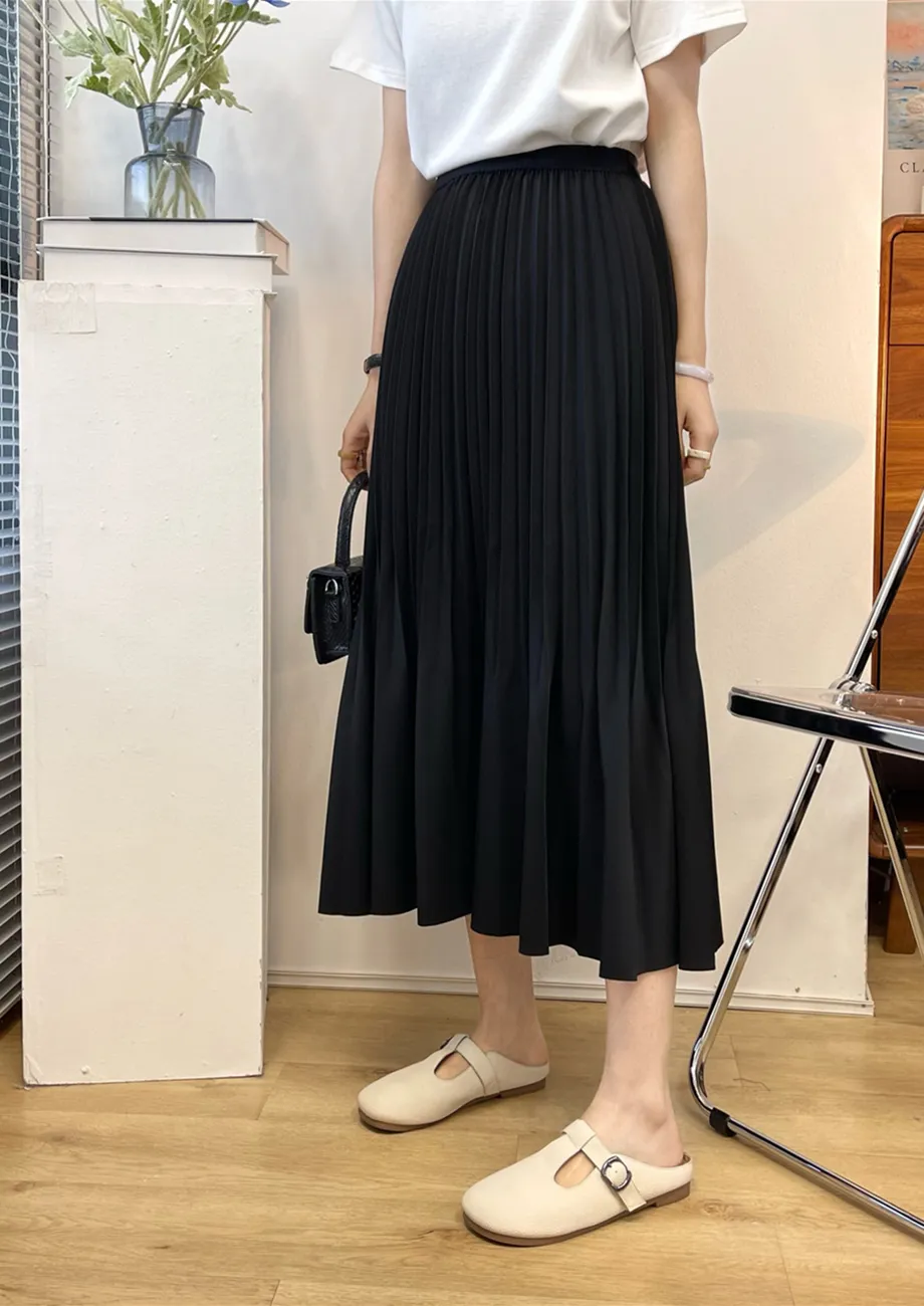 Buy FS PLEATED HIGH WAIST BLACK MIDI SKIRT for Women Online in India