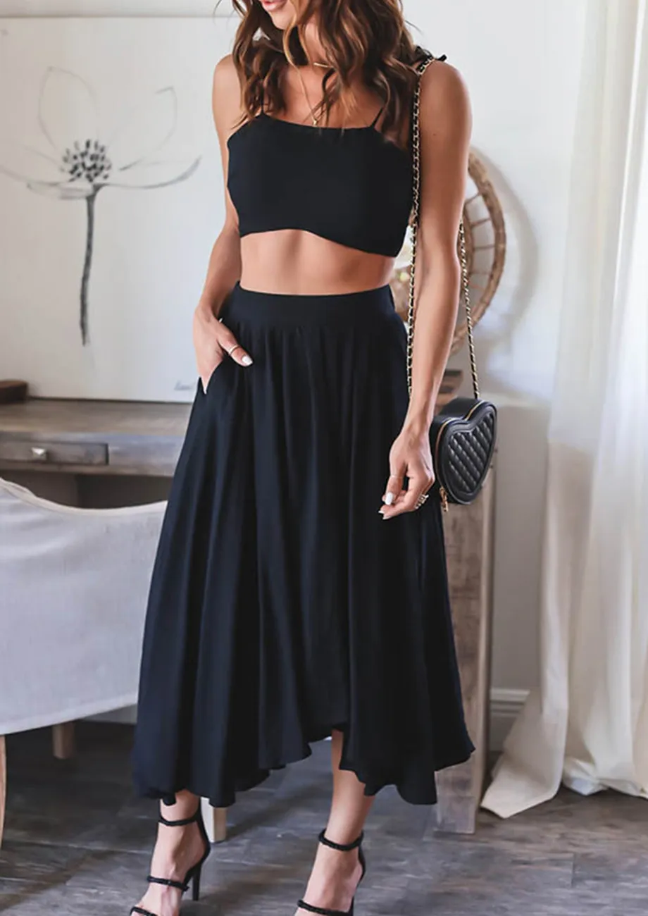 Black midi skirt two piece hotsell