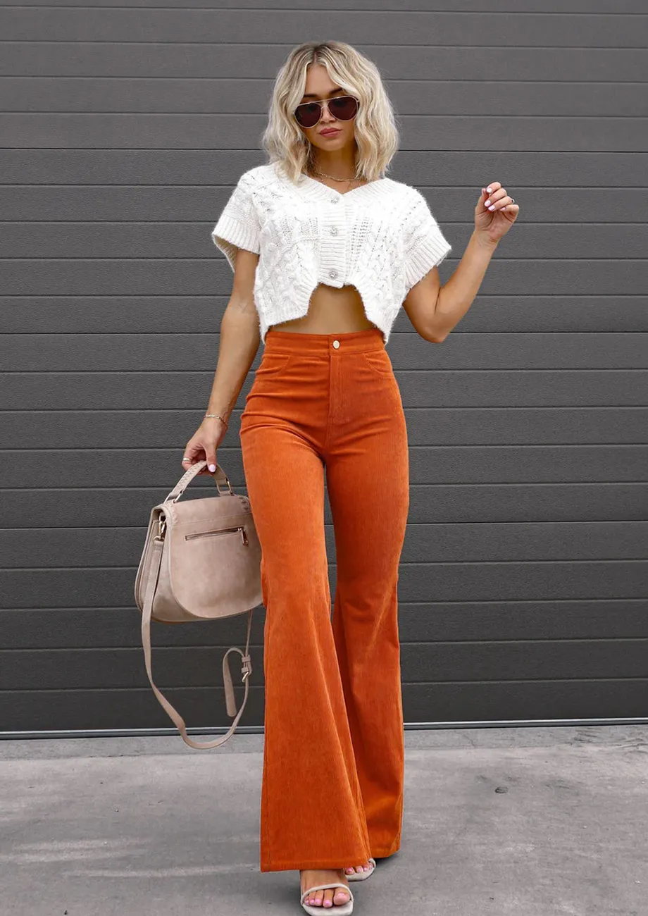 Orange high waisted pants hotsell