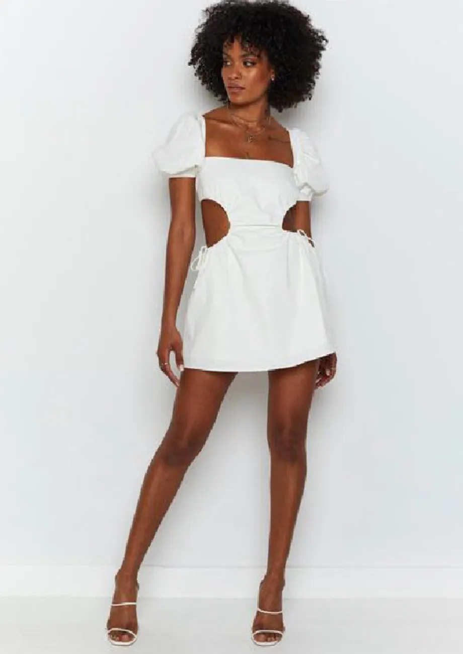 Buy STRING TIES CUT OUT WHITE SKATER DRESS for Women Online in India