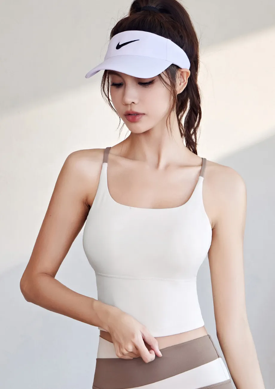 Buy WHITE FITTED SPAGHETTI STRAP SPORTS TOP for Women Online in India