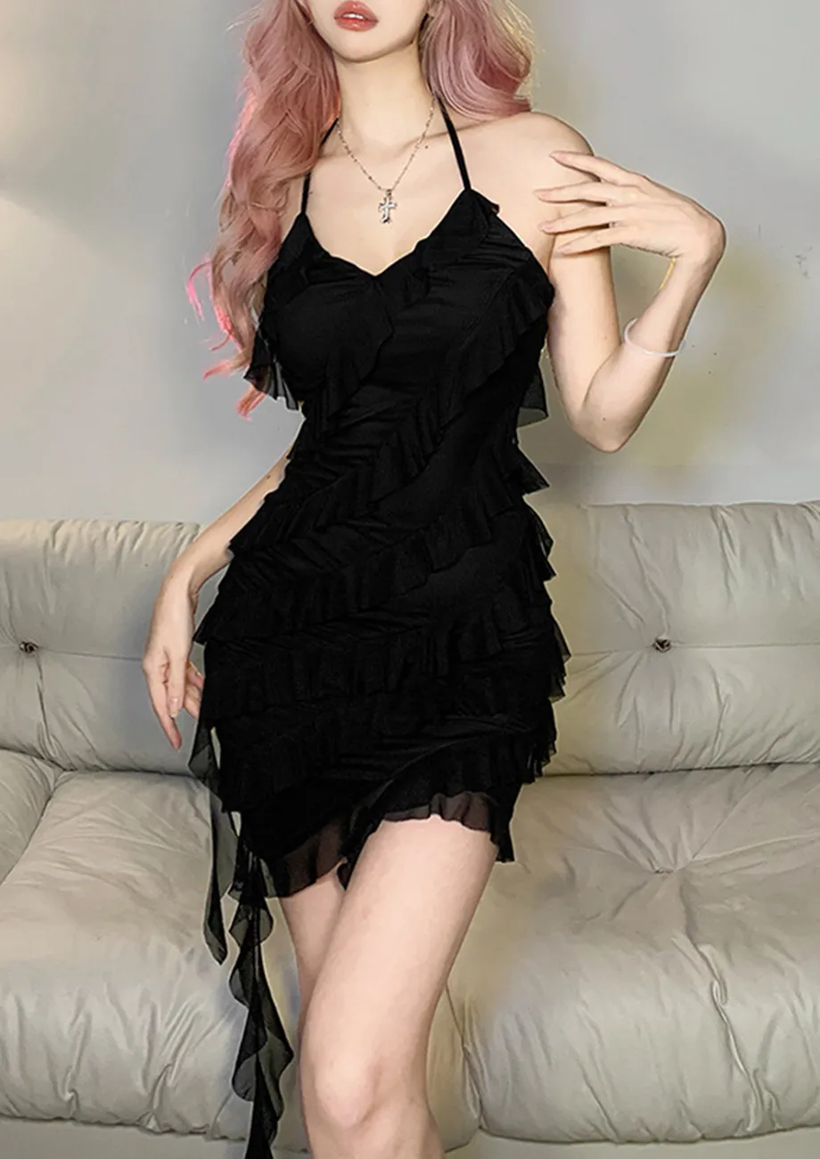 Buy Y2K TIE-UP BLACK TIERED BODYCON DRESS for Women Online in India