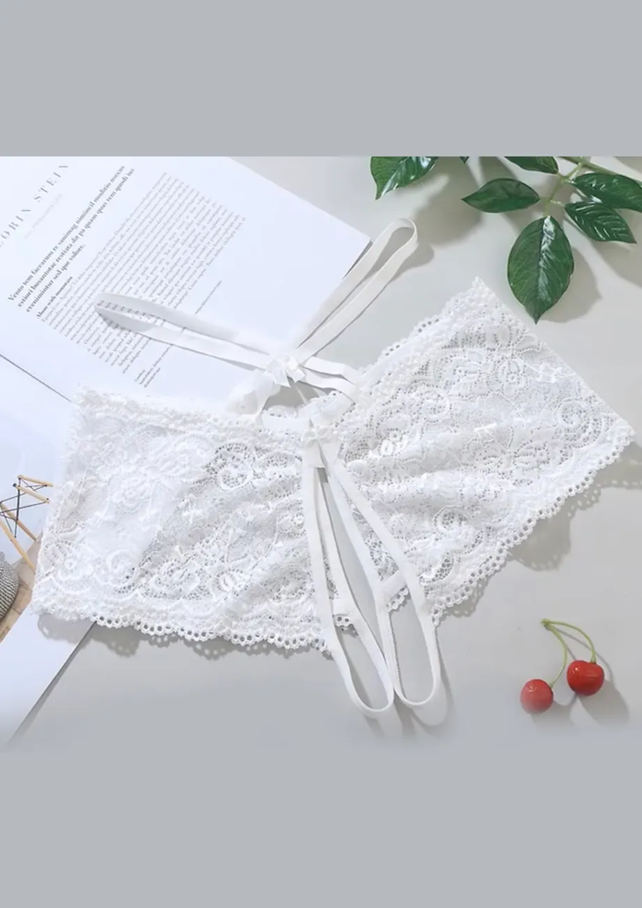 WHITE CUT-DETAIL LOW-RISE BOYSHORT