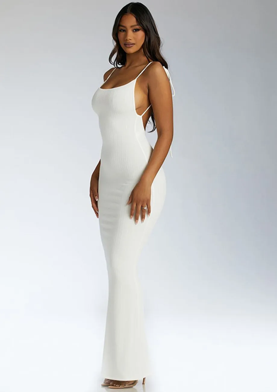 Buy BACKLESS WHITE MAXI BODYCON DRESS for Women Online in India