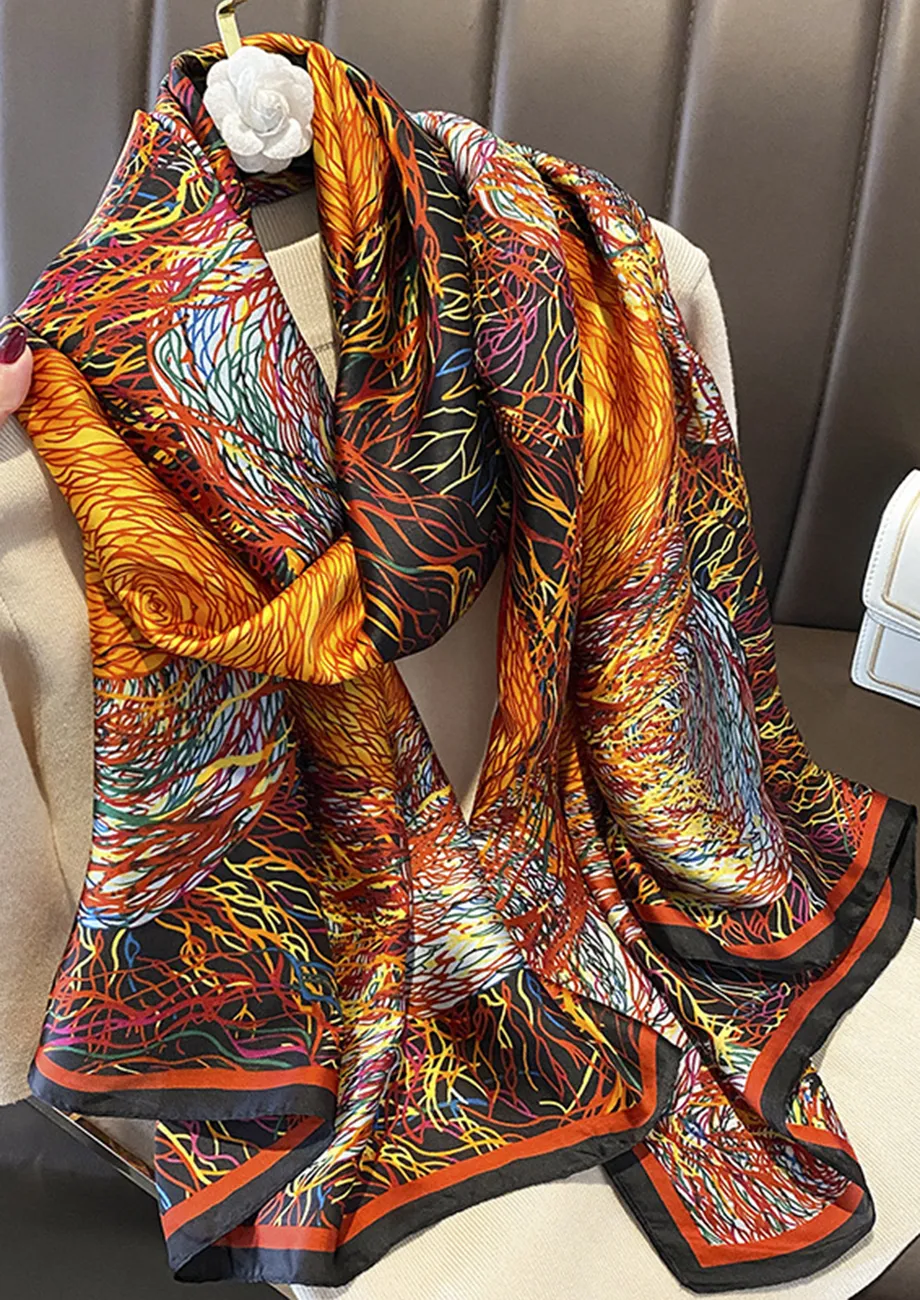 GRAPHIC PRINT BLACK-YELLOW SCARF