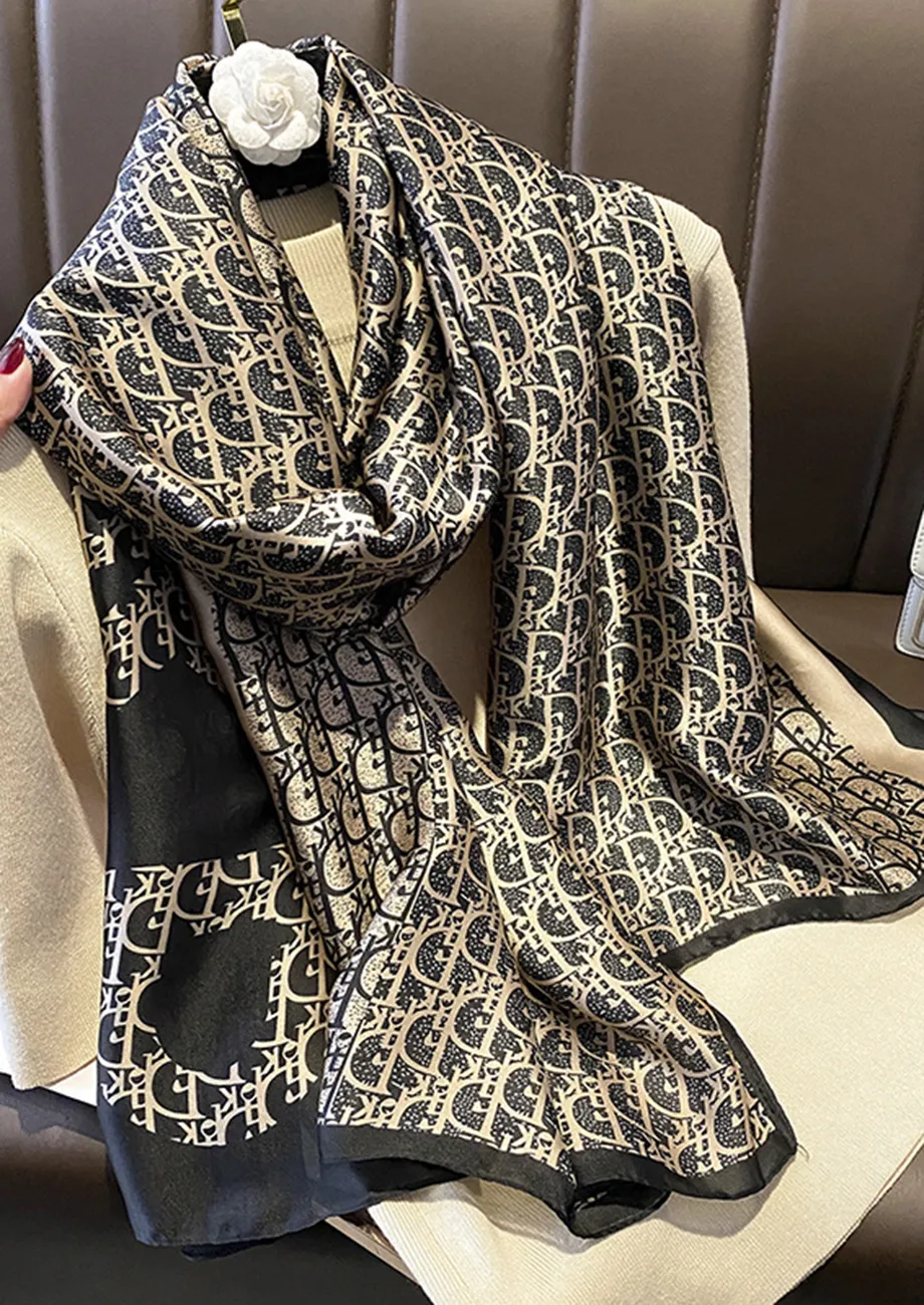 WOVEN BLACK FANCY PRINT SCARF