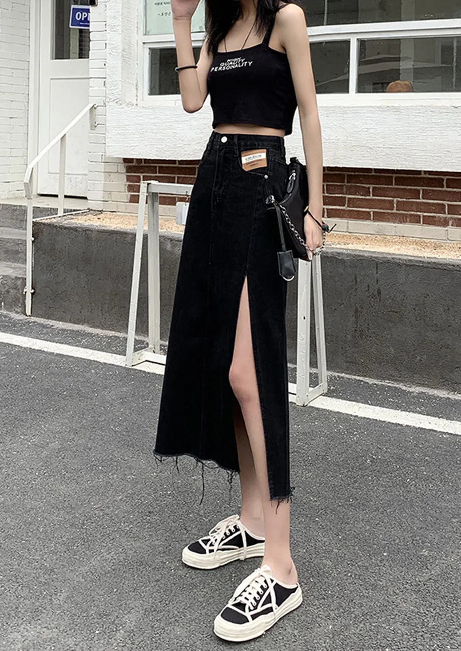 Black denim skirt 2024