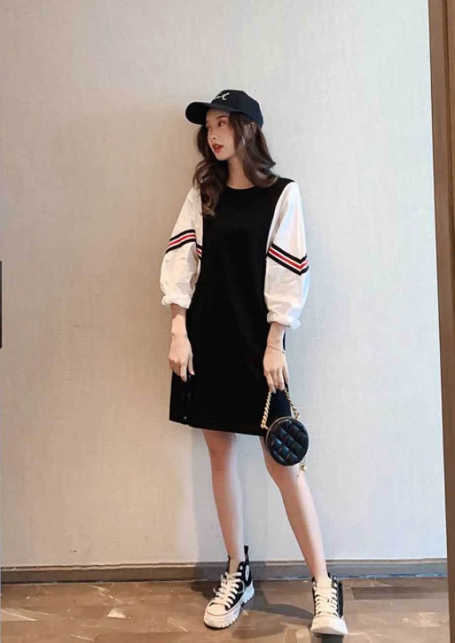 Buy A SHORT CASUAL BLACK WHITE CUTE SHIFT DRESS for Women Online in India