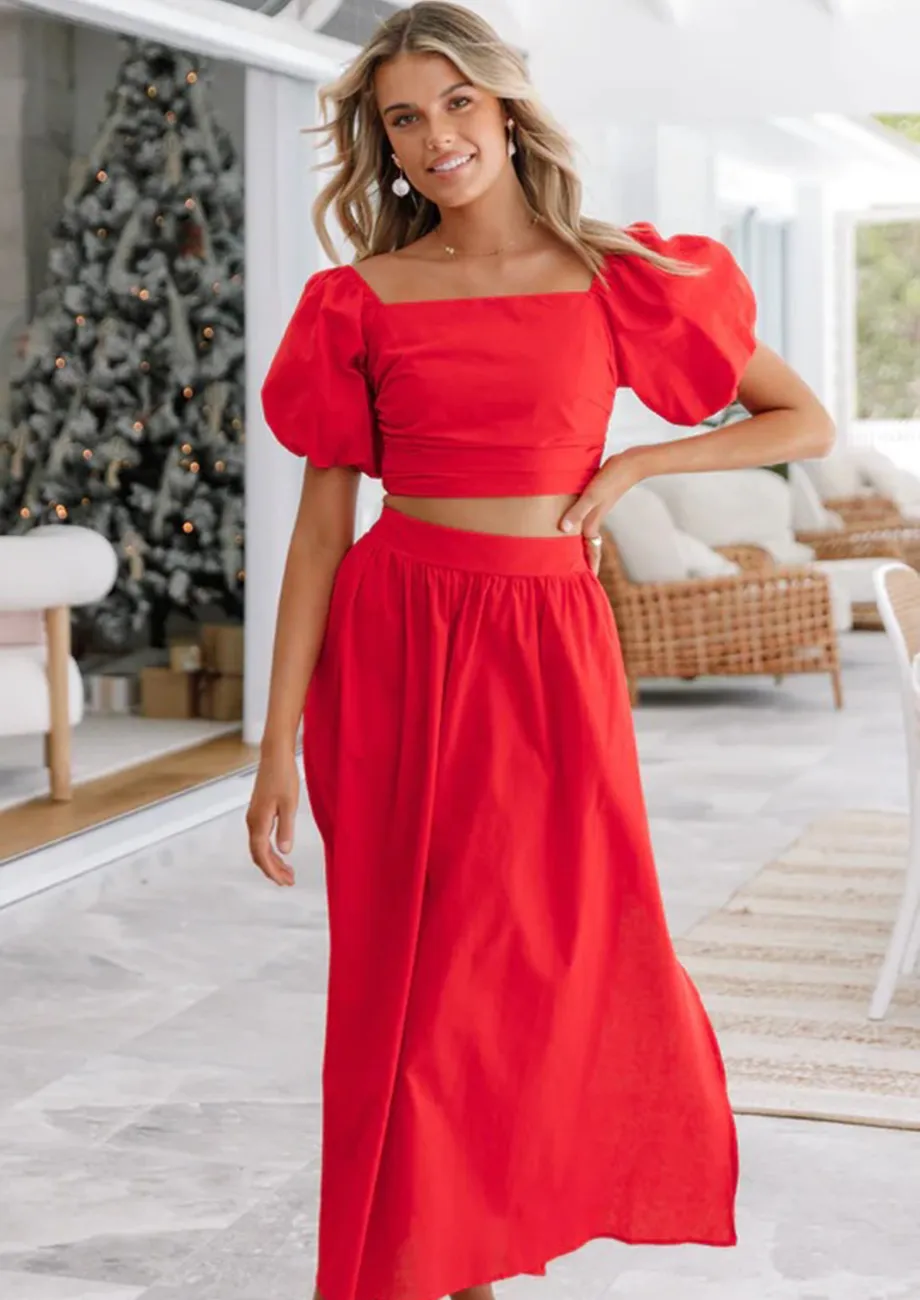 Red two store piece set