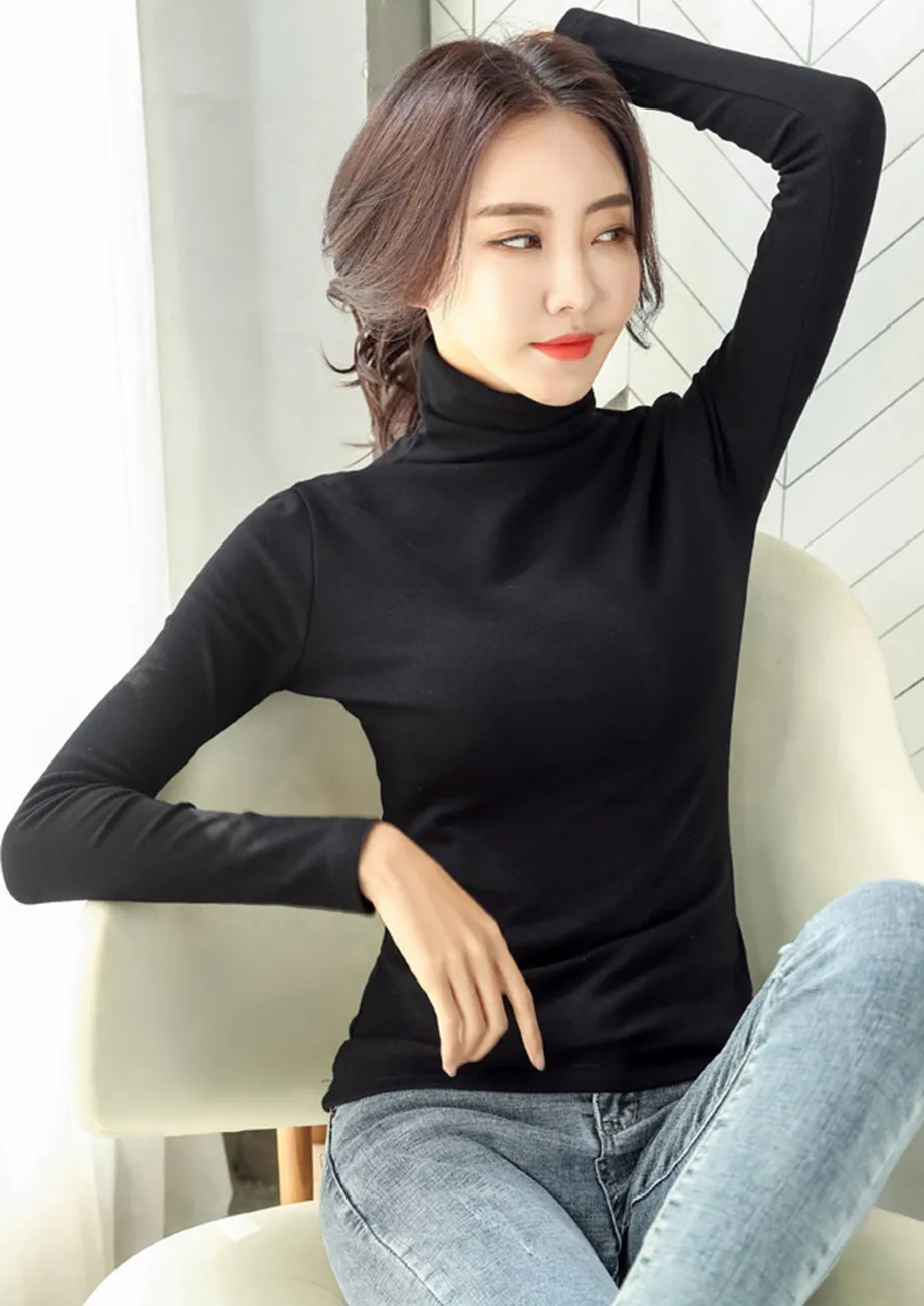 Plain black high neck top best sale