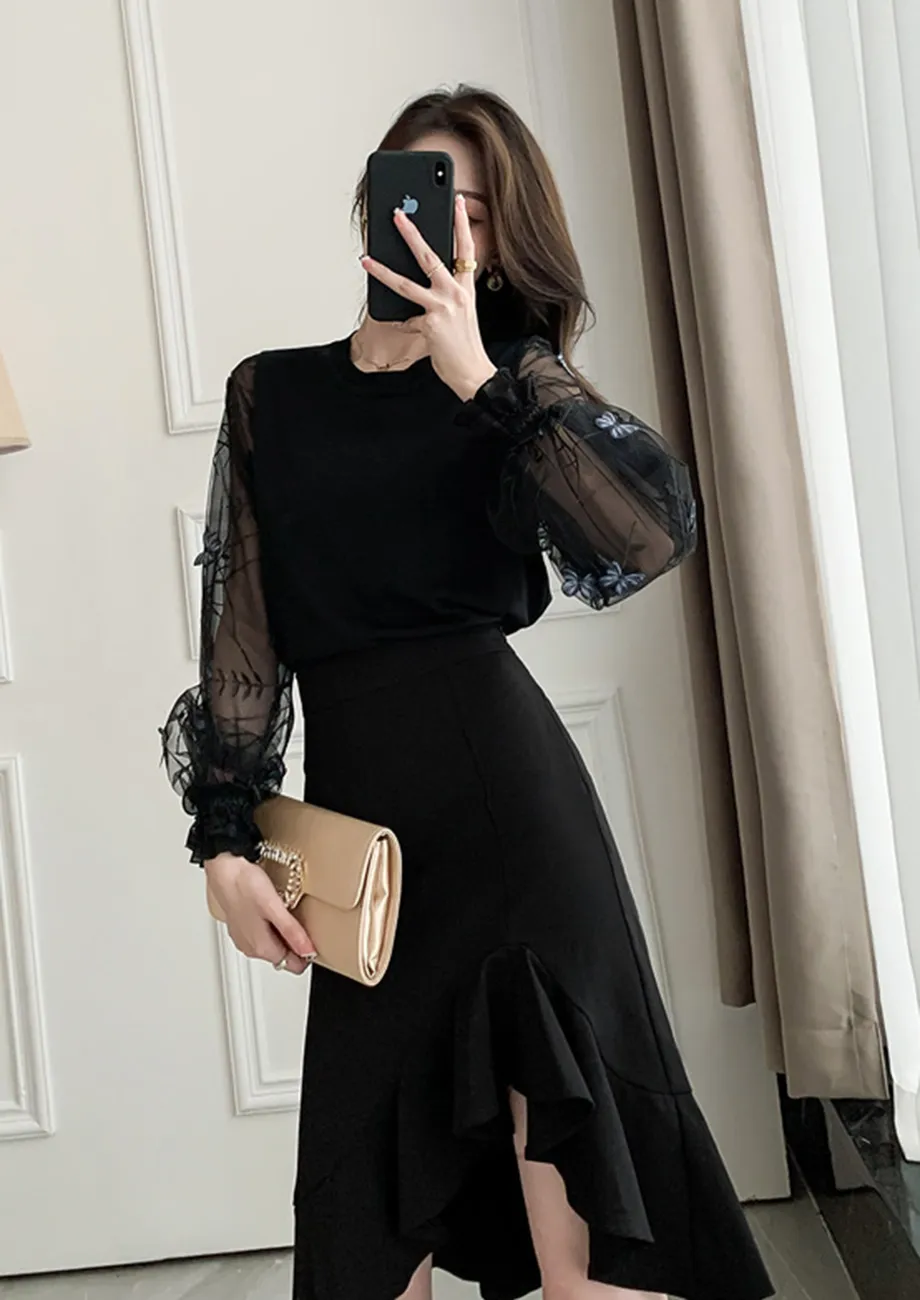 transparent black blouse