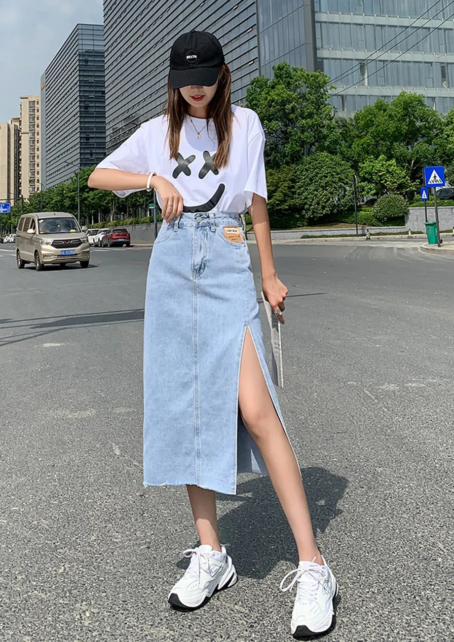 Buy MY FASHIONISTA LIGHT BLUE DENIM SKIRT for Women Online in India