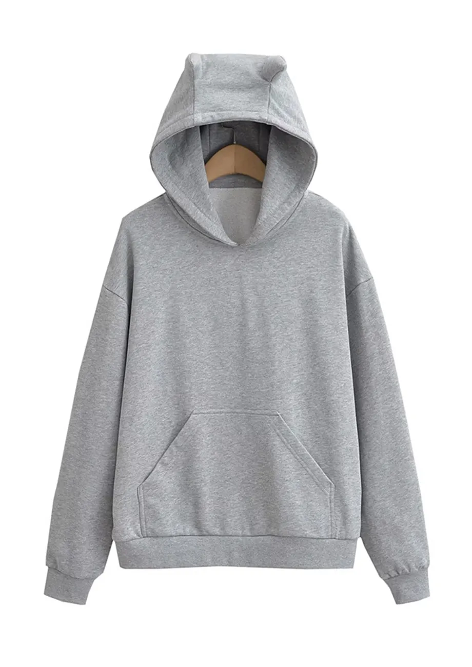 Buy LIGHT GREY HOODIE WITH DEVIL HORNS HOOD for Women Online in India