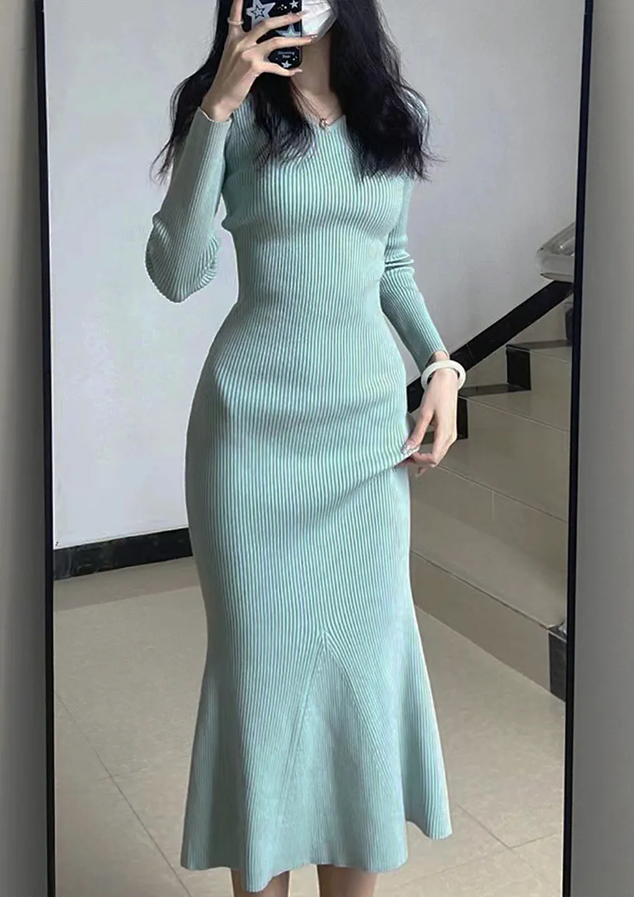 Blue fishtail midi dress sale
