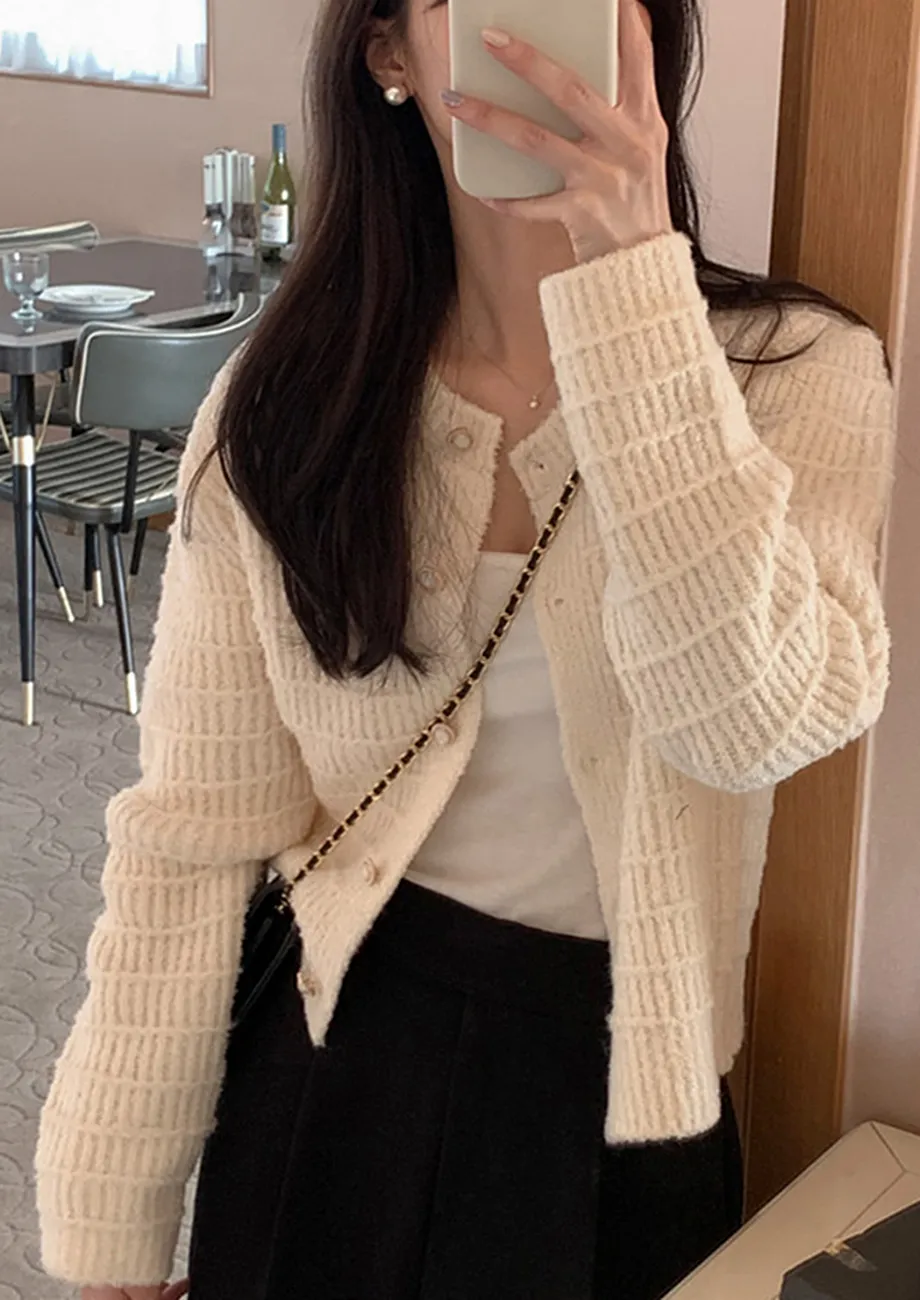 Buy KNITTED OFF WHITE BUTTON DOWN CARDIGAN for Women Online in India