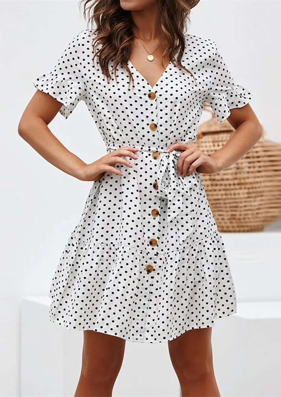 White polka dot skater dress discount