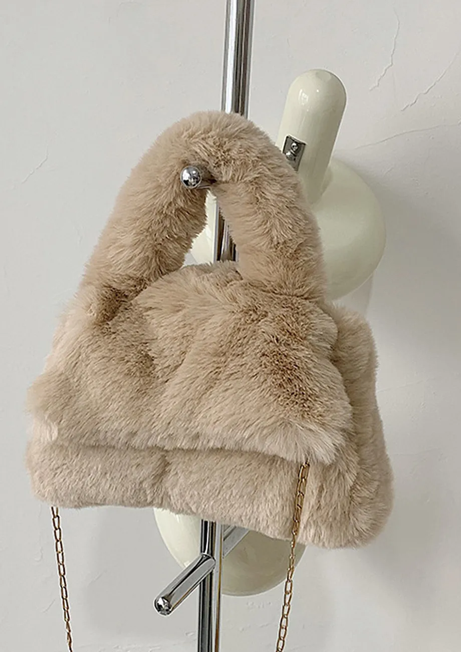 FURRY SINGLE HANDLE LIGHT KHAKI SLING BAG