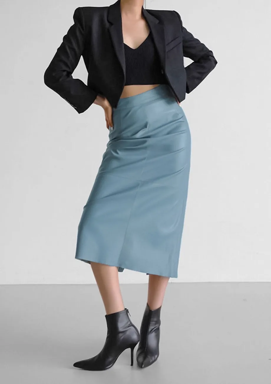 Leather effect pencil skirt best sale