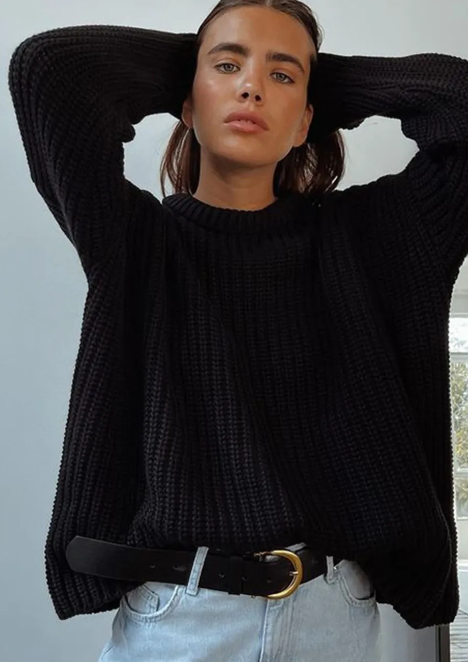 Loose black jumper hot sale