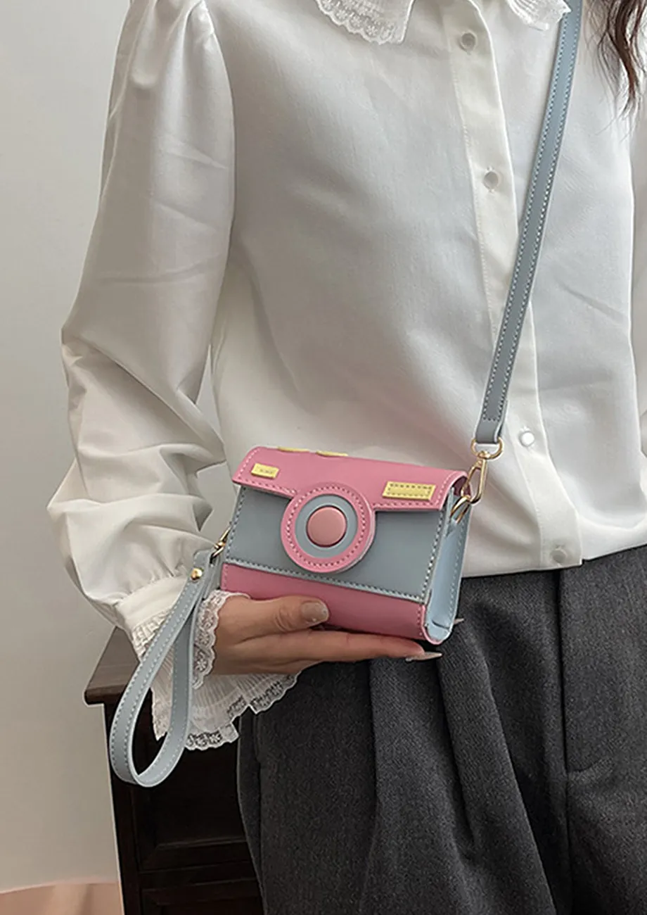 BLUE CONTRAST DETACHABLE STRAP CROSSBODY BAG