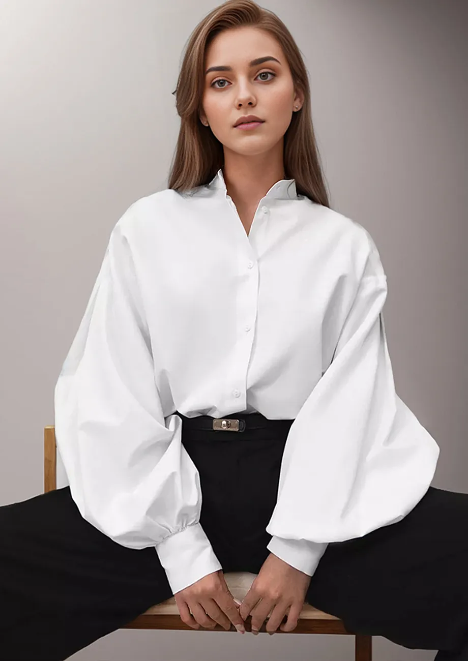 Gypsohila　1回着用　Band collar Blouse White 人気！Gypsohila Band Collar Blouse ジプソフィア 白