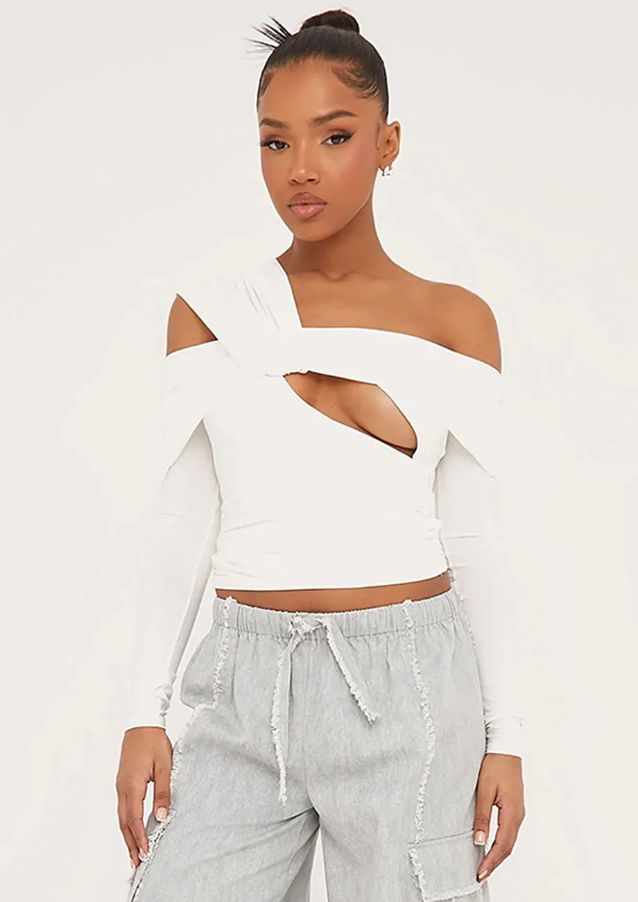 Cold shoulder cut out tops online