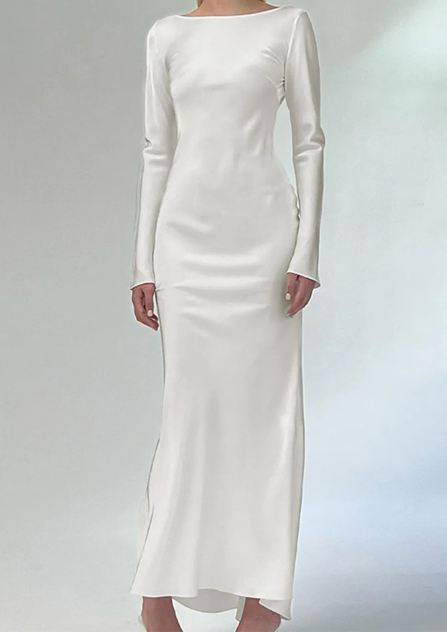 White boat neck dress sales