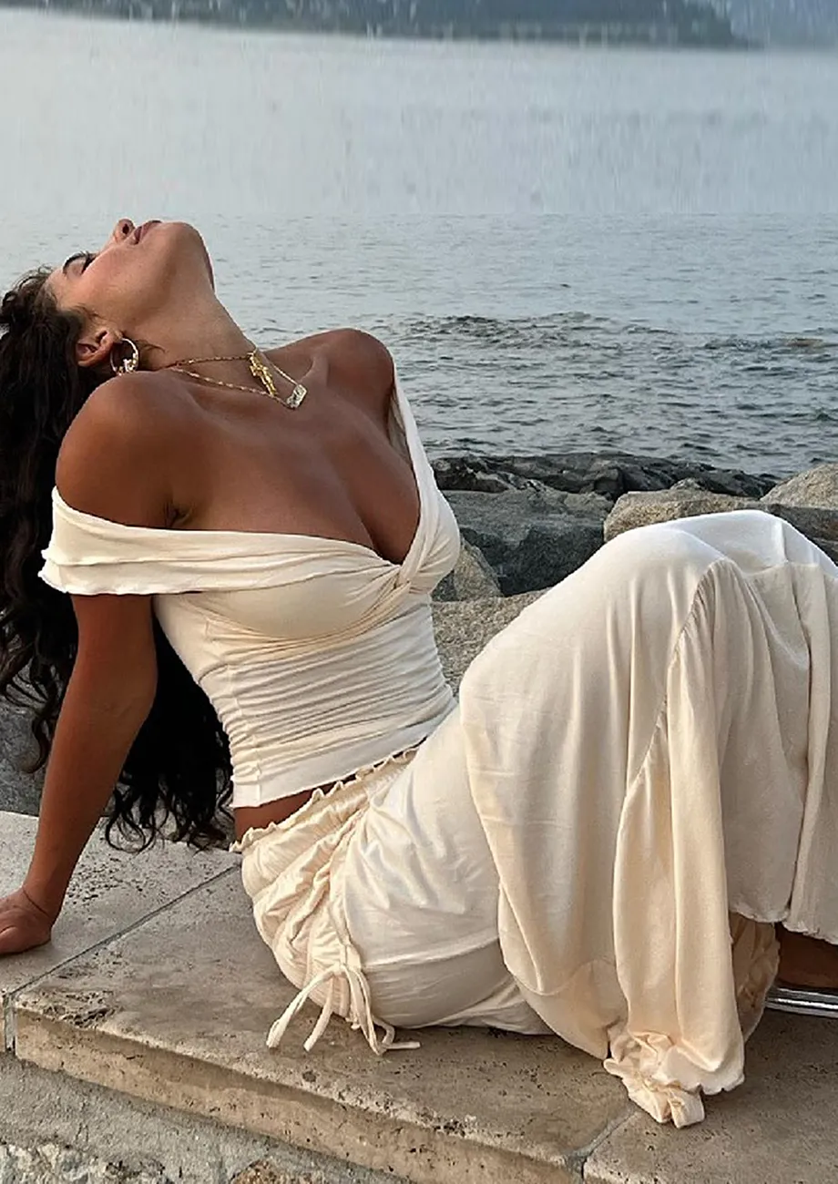 Tiered Drop-waist Maxi Skirt