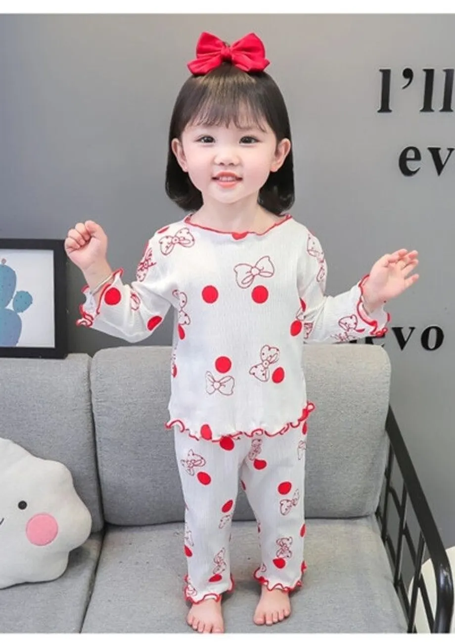 Girls White Overlock Edge 2pc Loungewear Set