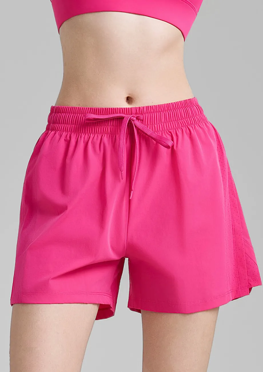 Rose Red Drawstring Activewear Shorts