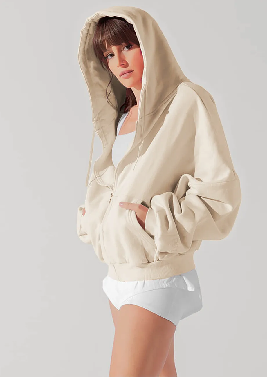 APRICOT LOOSE FIT ZIPPER HOODIE