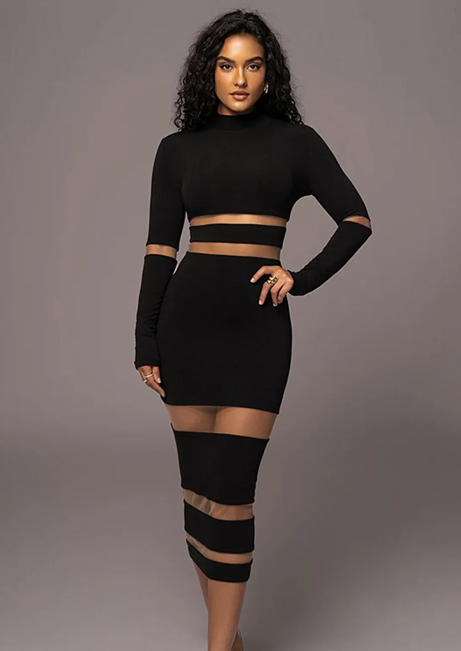 Black turtleneck bodycon orders dress