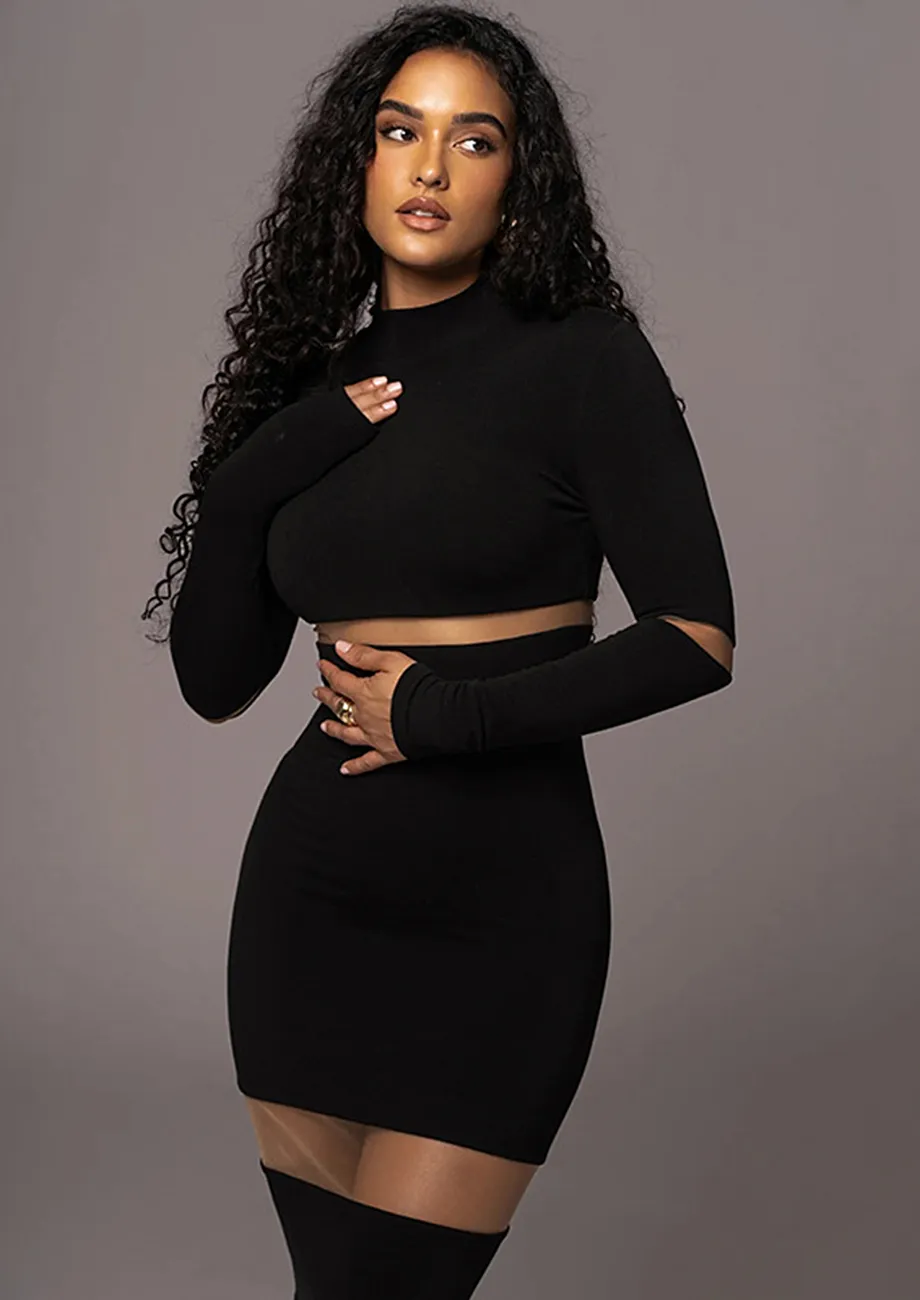 Black turtleneck bodycon orders dress