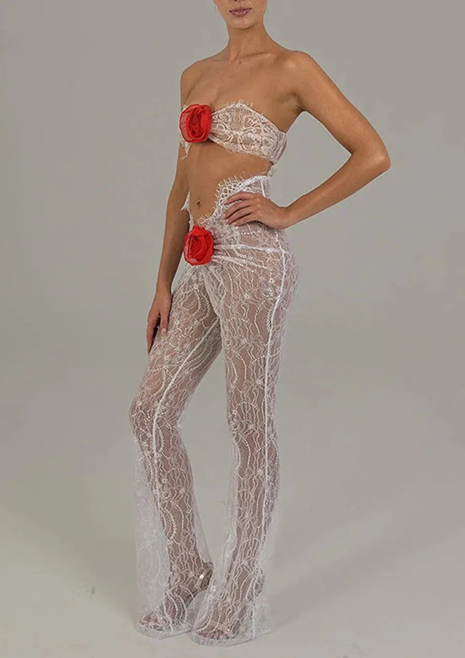 White Cut-out Detail Lace Jumpsuit