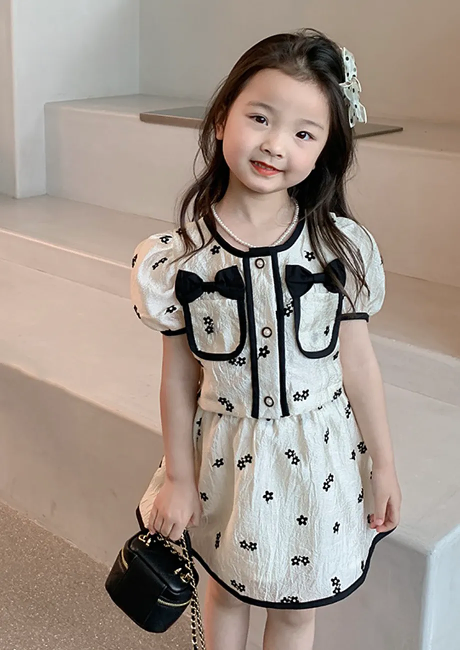 Girls Floral Puff Sleeve Co-ord Dress