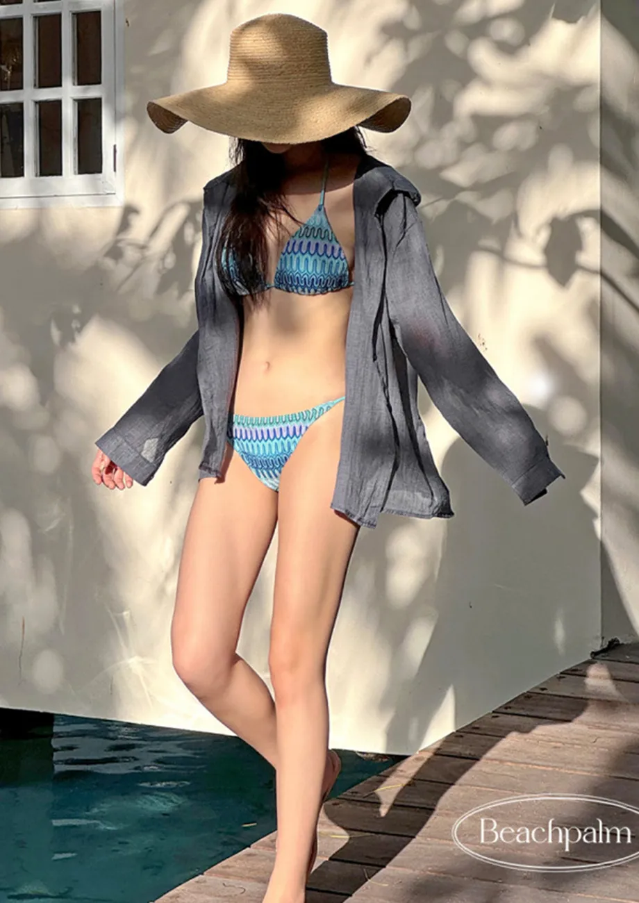 Nyroka Blue Three Piece Beachwear Set — Bikinies — view 7