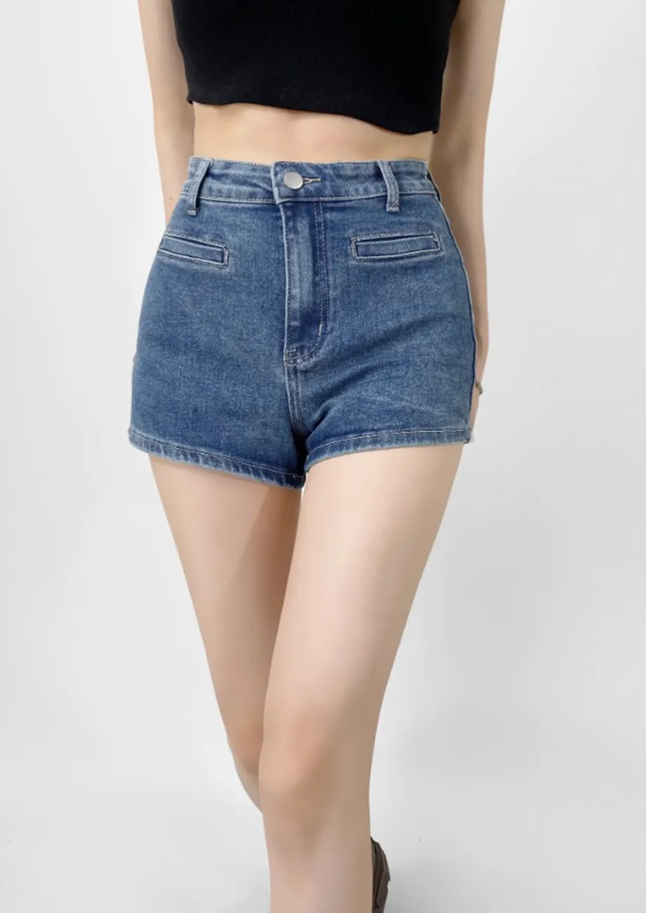 Dark Blue Wide Legged Denim Shorts