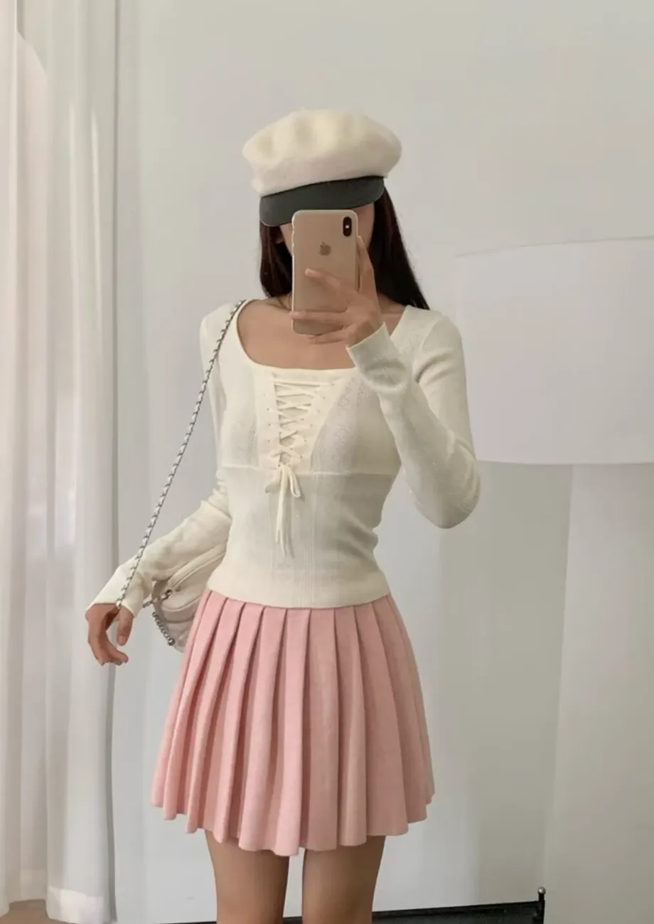 Pink Fs Knitted Skater Skirt 