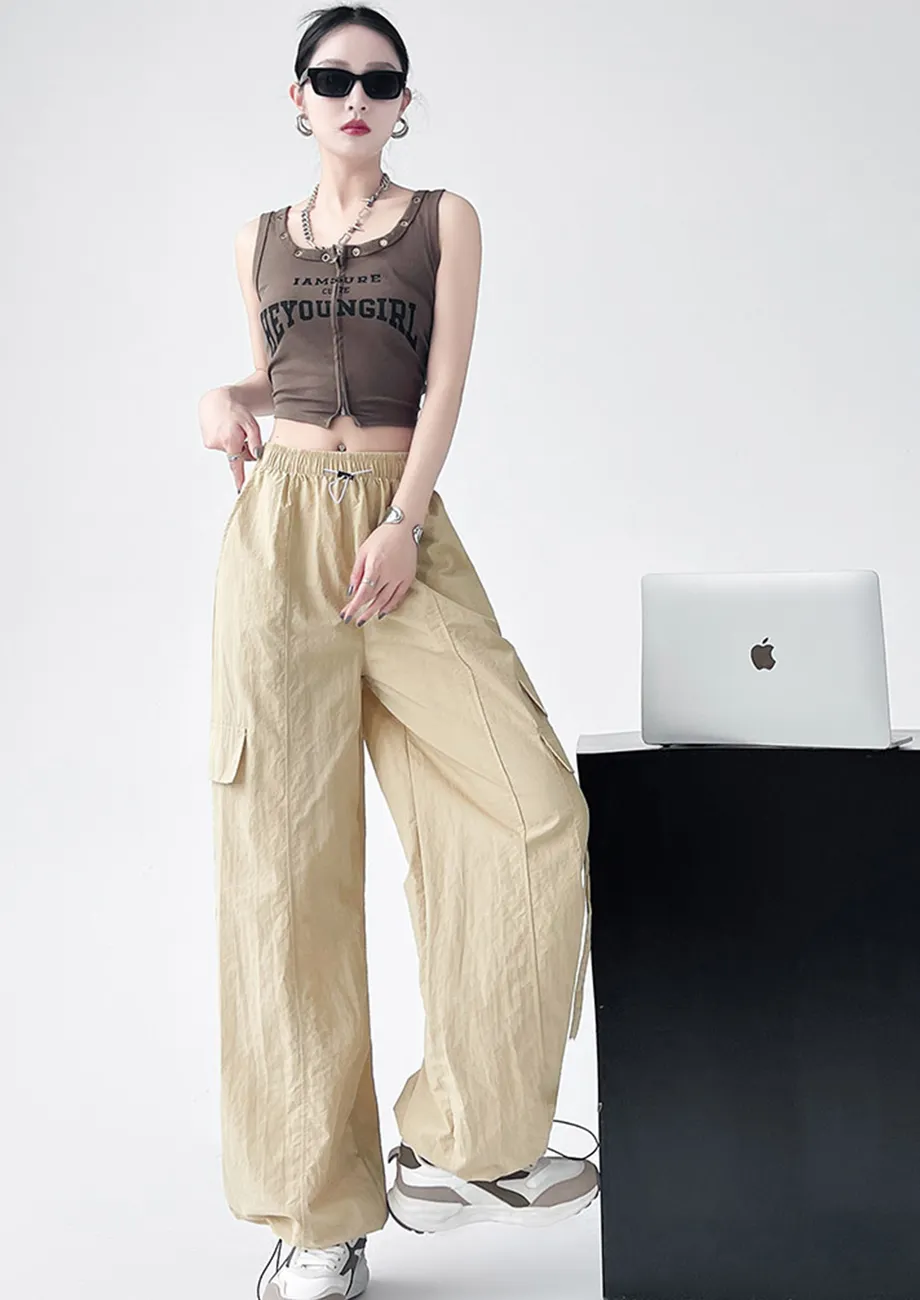 Crinkle-effect Nylon Parachute Pants