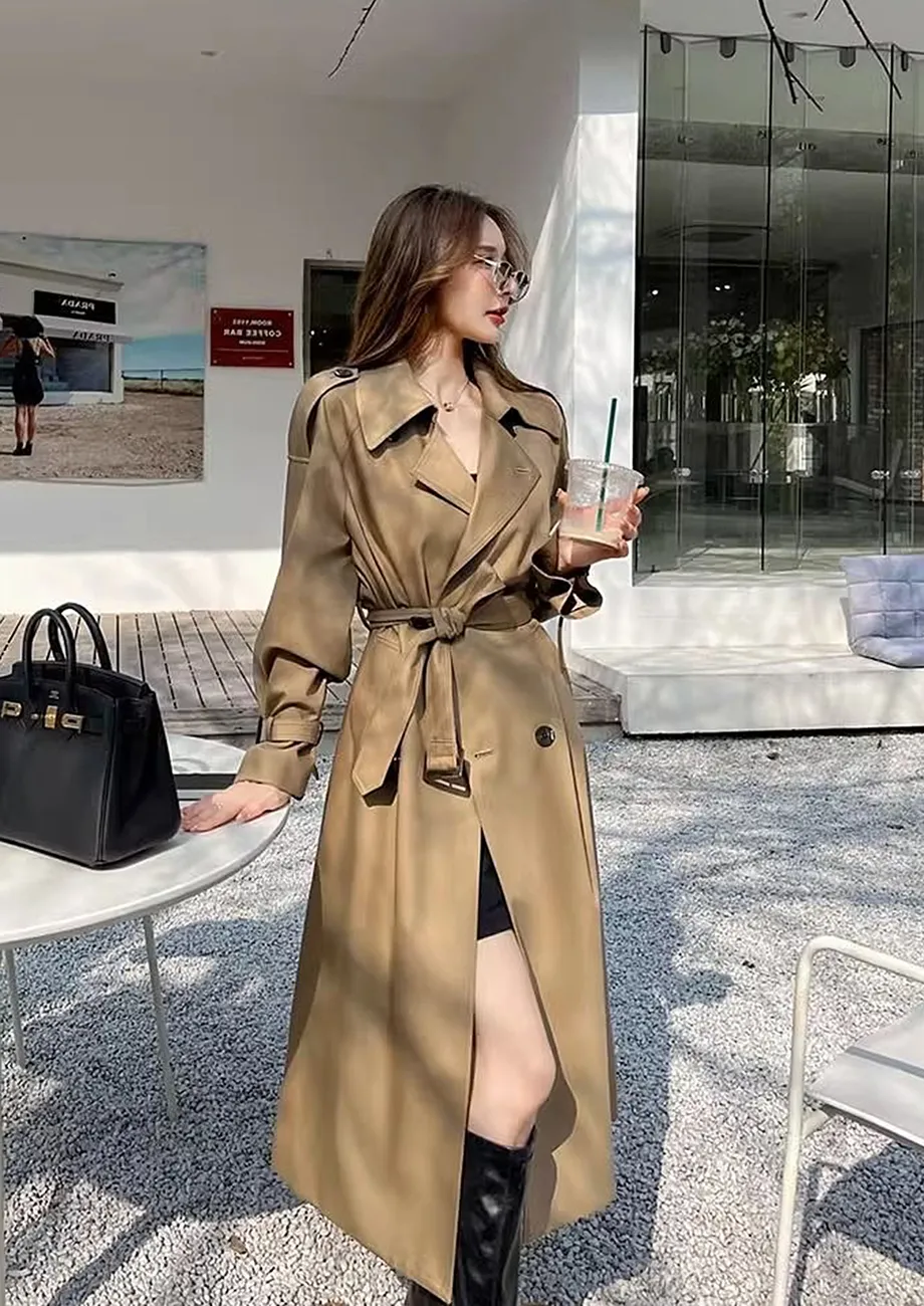 Khaki trench coat best sale